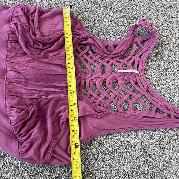 Free People Cast Your Net Washed Purple Sleeveless Back Net Boho Dress Size PS - Picture 9 of 11